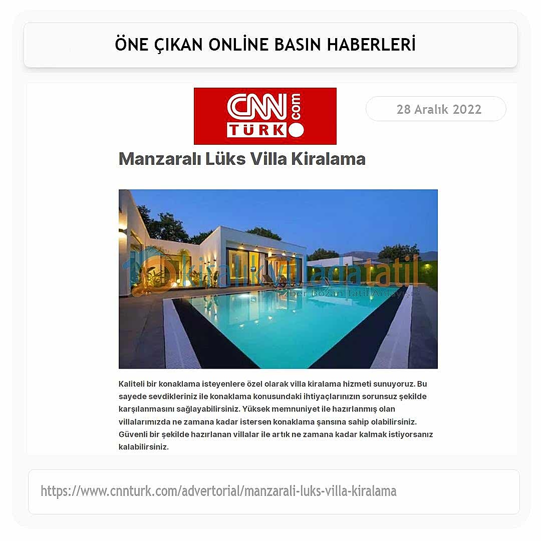 Manzaralı Lüks Villa Kiralama